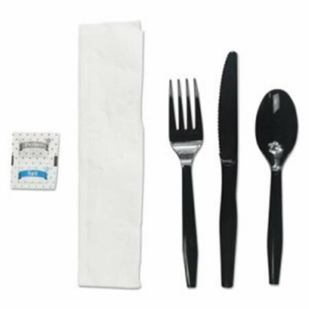 RAZOREDGE BWK Six-Piece Utensil Cutlery Kit, Condiment & Fork & Knife & Napkin & Teaspoon, Black RA3209339